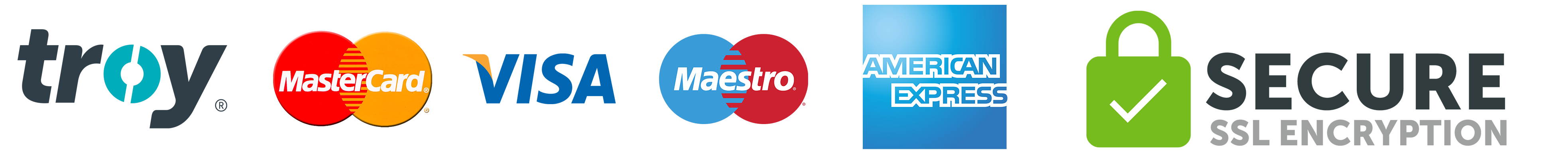 Visa, Mastercard, Maestro, American Express ve Troy ödeme yöntemleri